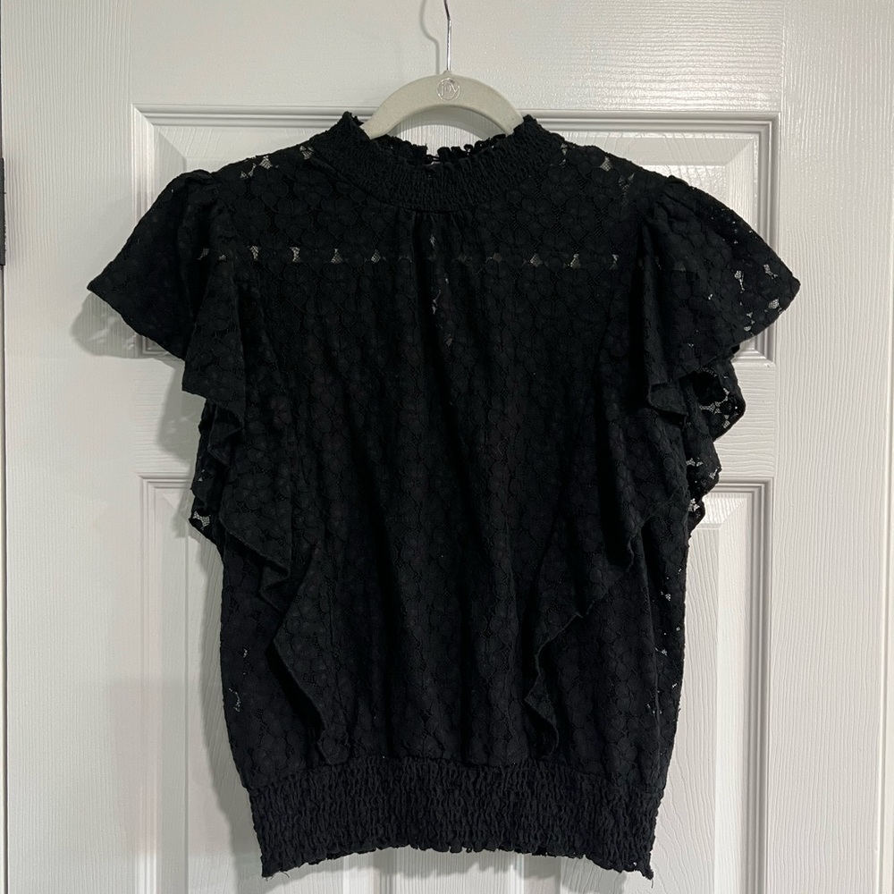 Cece High Neck Lace Top